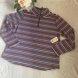 NWT St. John’s Bay PXL Classic 1/4 Zip Long Sleeve Striped Shirt Multi Color